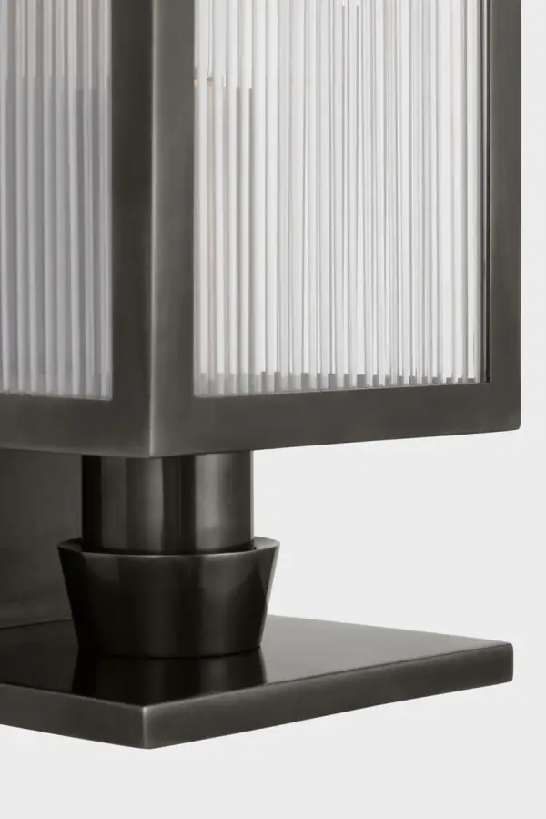 York 24" Single Box Sconce in Bronze with Clear Ribbed Glass - Image 3