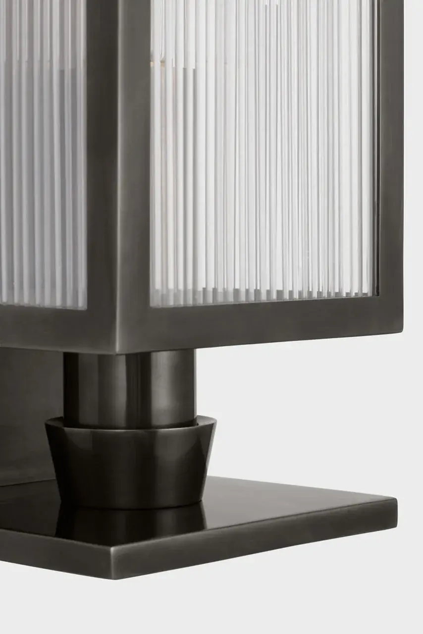 York 24" Single Box Sconce in Bronze with Clear Ribbed Glass - Image 3