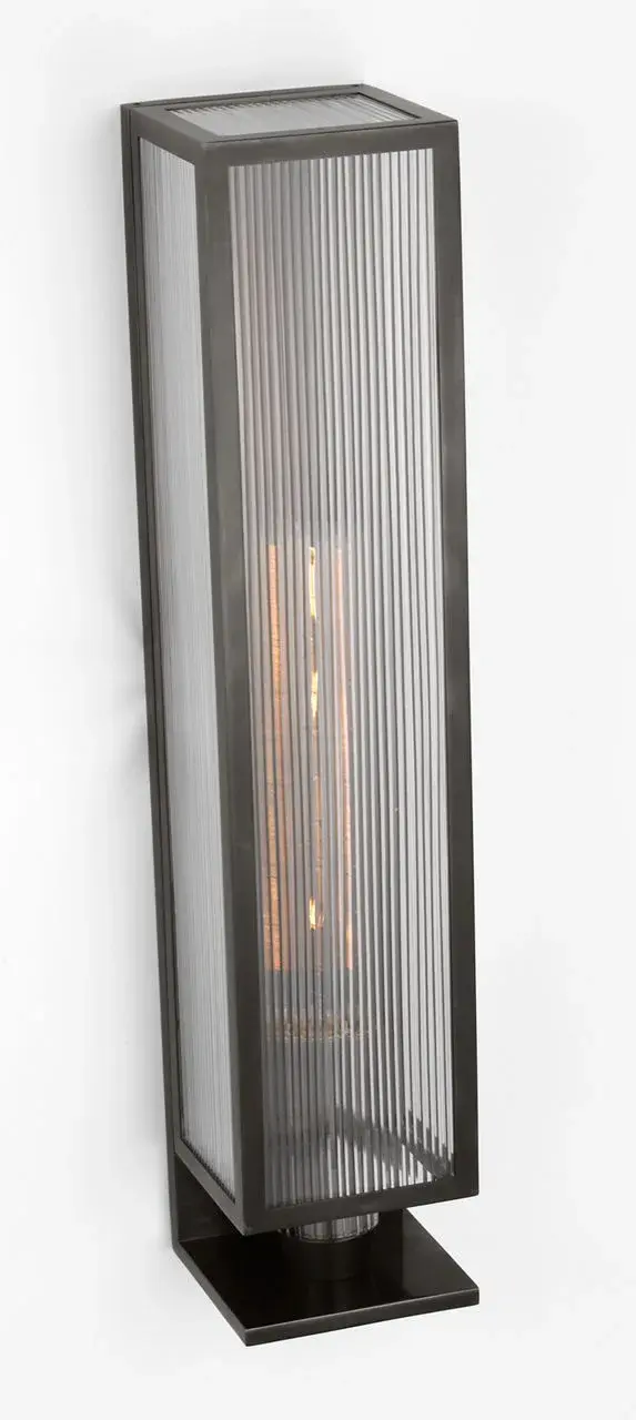 York 24" Single Box Sconce in Bronze with Clear Ribbed Glass - Image 4