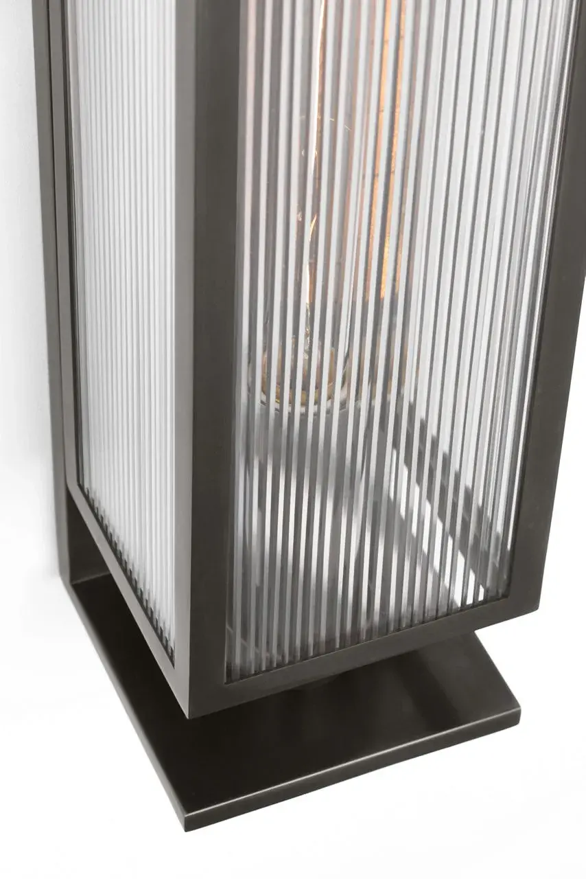 York 24" Single Box Sconce in Bronze with Clear Ribbed Glass - Image 5