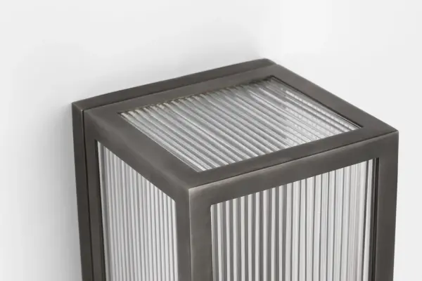 York 24" Single Box Sconce in Bronze with Clear Ribbed Glass - Image 6