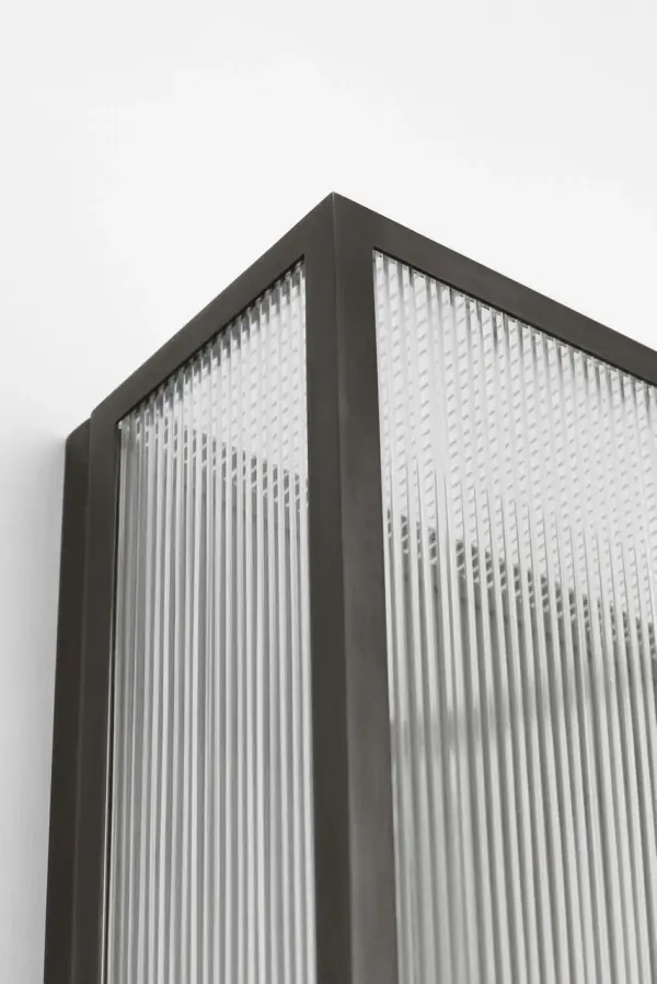 York 24" Double Box Sconce in Bronze with Clear Ribbed Glass - Image 4
