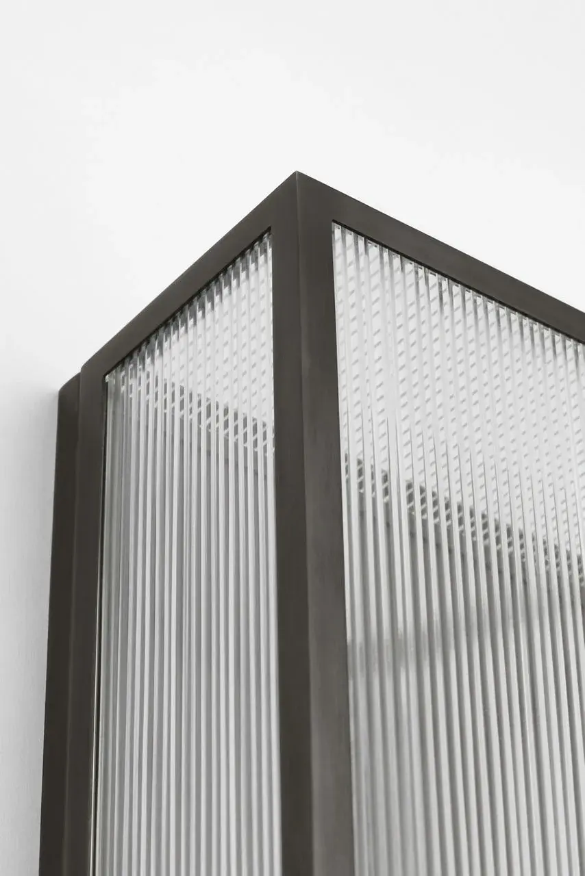 York 24" Double Box Sconce in Bronze with Clear Ribbed Glass - Image 4