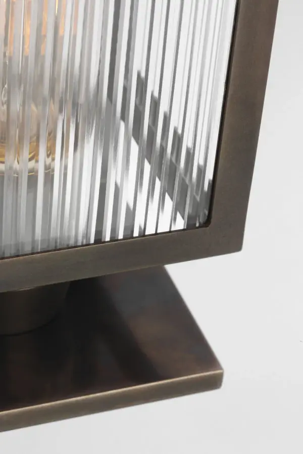 York 16" Single Box Outdoor Wall Sconce in Bronze with Clear Ribbed Glass - Image 3