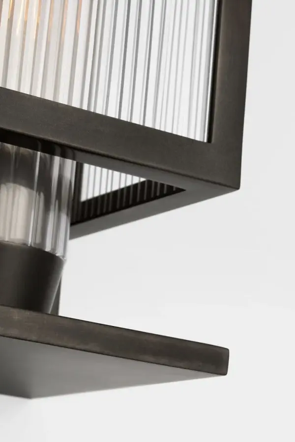 York 16" Single Box Outdoor Wall Sconce in Bronze with Clear Ribbed Glass - Image 5
