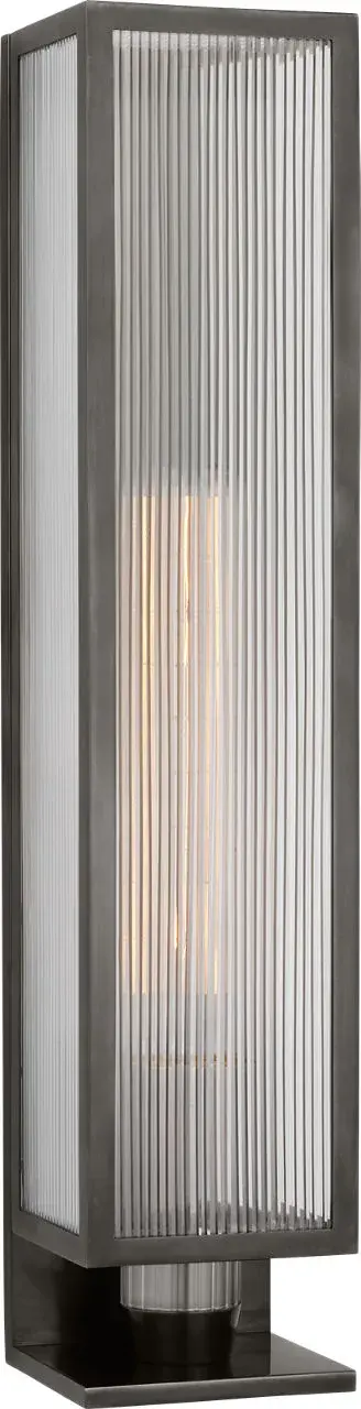 York 24" Single Box Outdoor Sconce in Bronze with Clear Ribbed Glass - Image 2