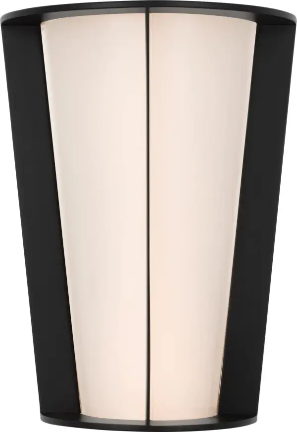 Phinn 12" Tapered Sconce in Modern Iron with White Glass - Image 1