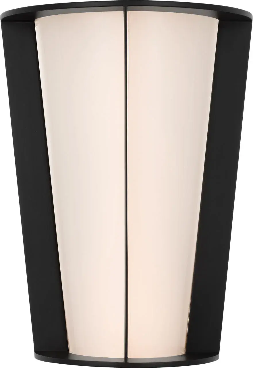 Phinn 12" Tapered Sconce in Modern Iron with White Glass - Image 1