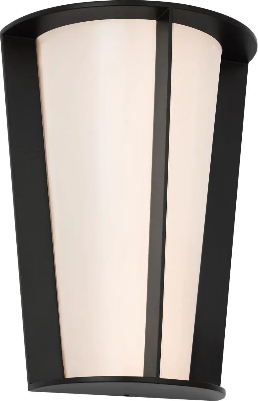 Phinn 12" Tapered Sconce in Modern Iron with White Glass - Image 2