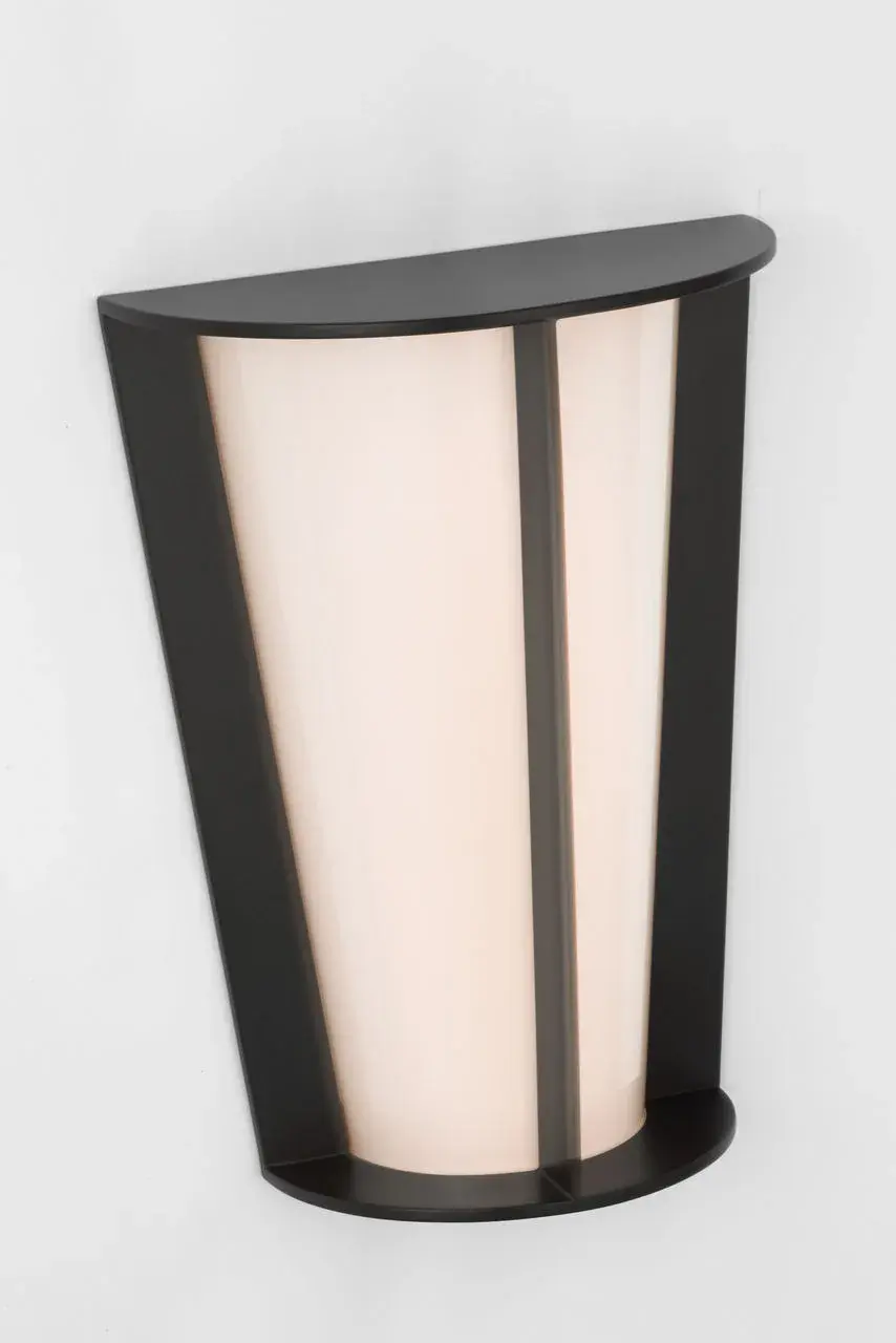 Phinn 12" Tapered Sconce in Modern Iron with White Glass - Image 4