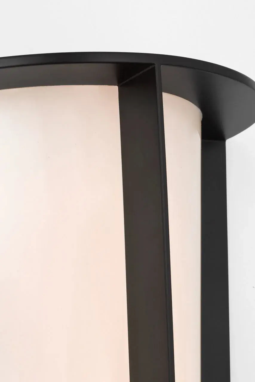 Phinn 12" Tapered Sconce in Modern Iron with White Glass - Image 5