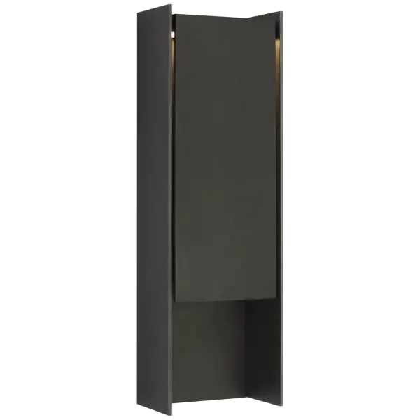 The Align 25" wall light combines modern architectural design with durable blackened stainless steel construction. Its shielded design provides focused downlighting while the substantial 25" scale makes a strong statement on exterior walls. - alternate view