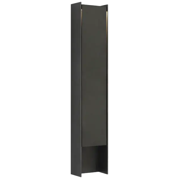 The Align 41" Shielded Wall Light makes a dramatic architectural statement with its substantial scale and blackened stainless finish. Perfect for modern exteriors requiring impactful lighting with weather-resistant durability. - alternate view