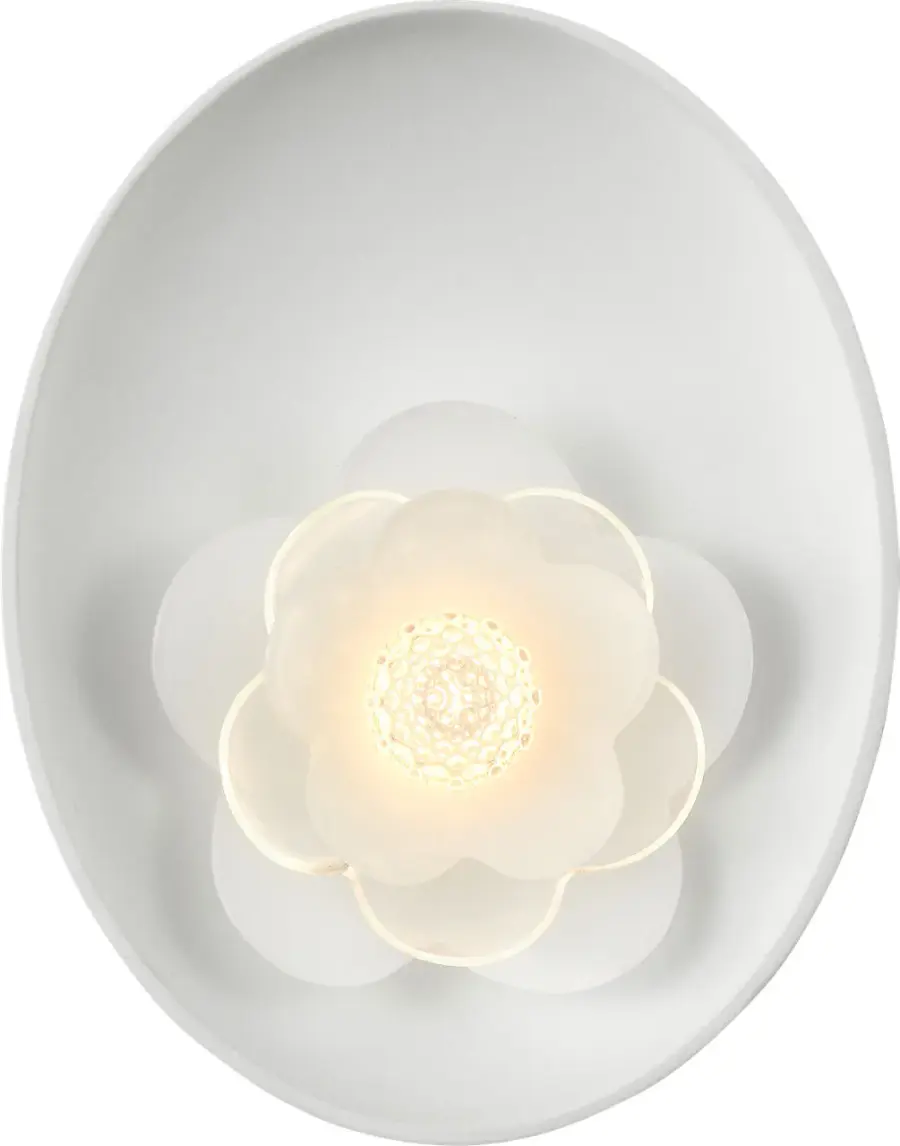 Petaluma 7" Reflector Sconce in Matte White with Etched and Clear Glass Flower - Image 2