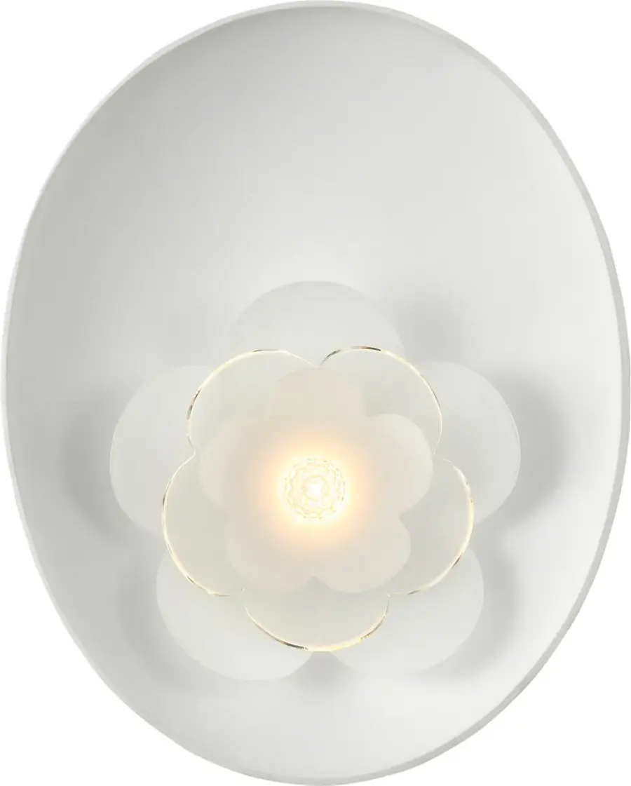 Petaluma 13" Reflector Sconce in Matte White with Etched and Clear Glass Flower - Image 2