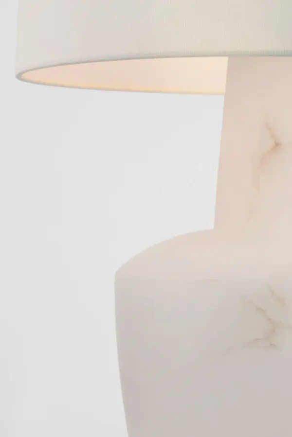 Paros 31" Table Lamp in Alabaster with Linen Drum Shade - Image 3