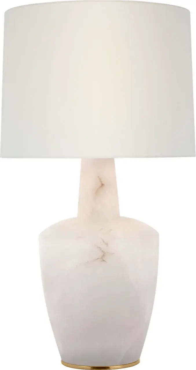 Paros 31" Table Lamp in Alabaster with Linen Drum Shade - Image 5