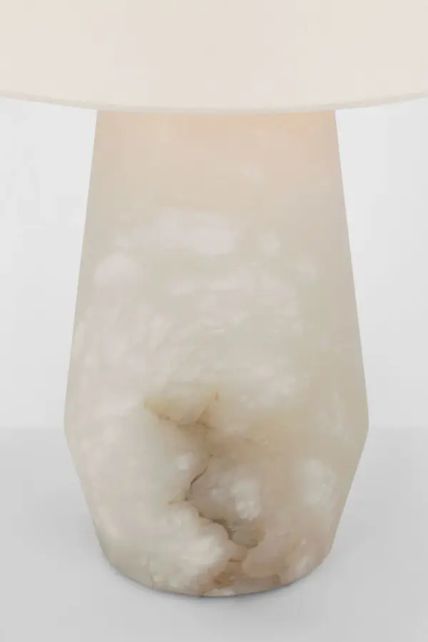 Corfu 32" Table Lamp in Alabaster with Linen Shade - Image 3
