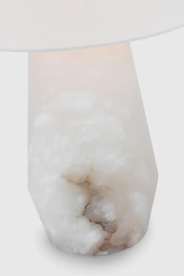 Corfu 32" Table Lamp in Alabaster with Linen Shade - Image 4