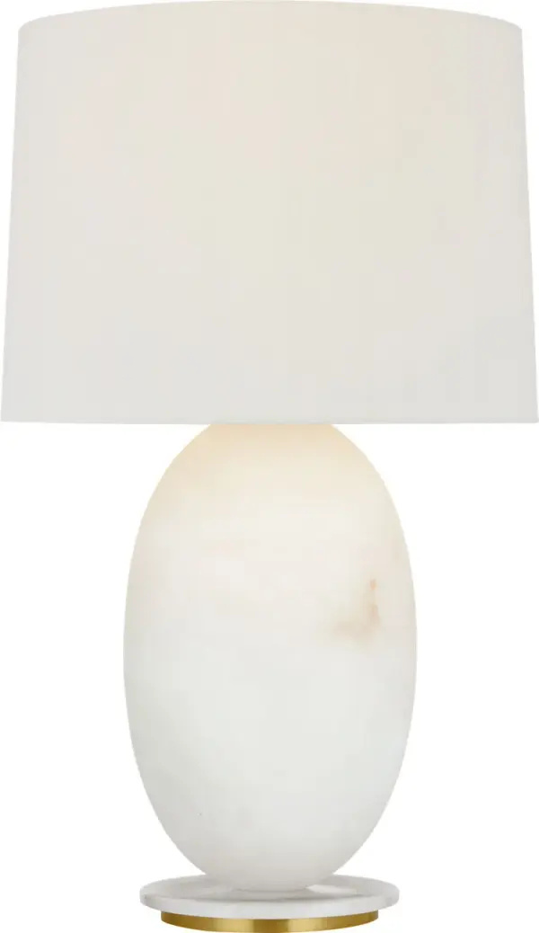 Folly 27" Rotatable Cordless Table Lamp in Alabaster with Linen Shade - Image 1