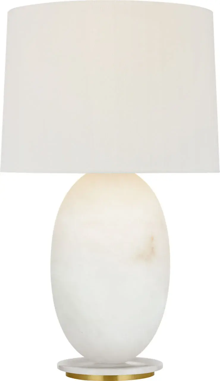Folly 27" Rotatable Cordless Table Lamp in Alabaster with Linen Shade - Image 1