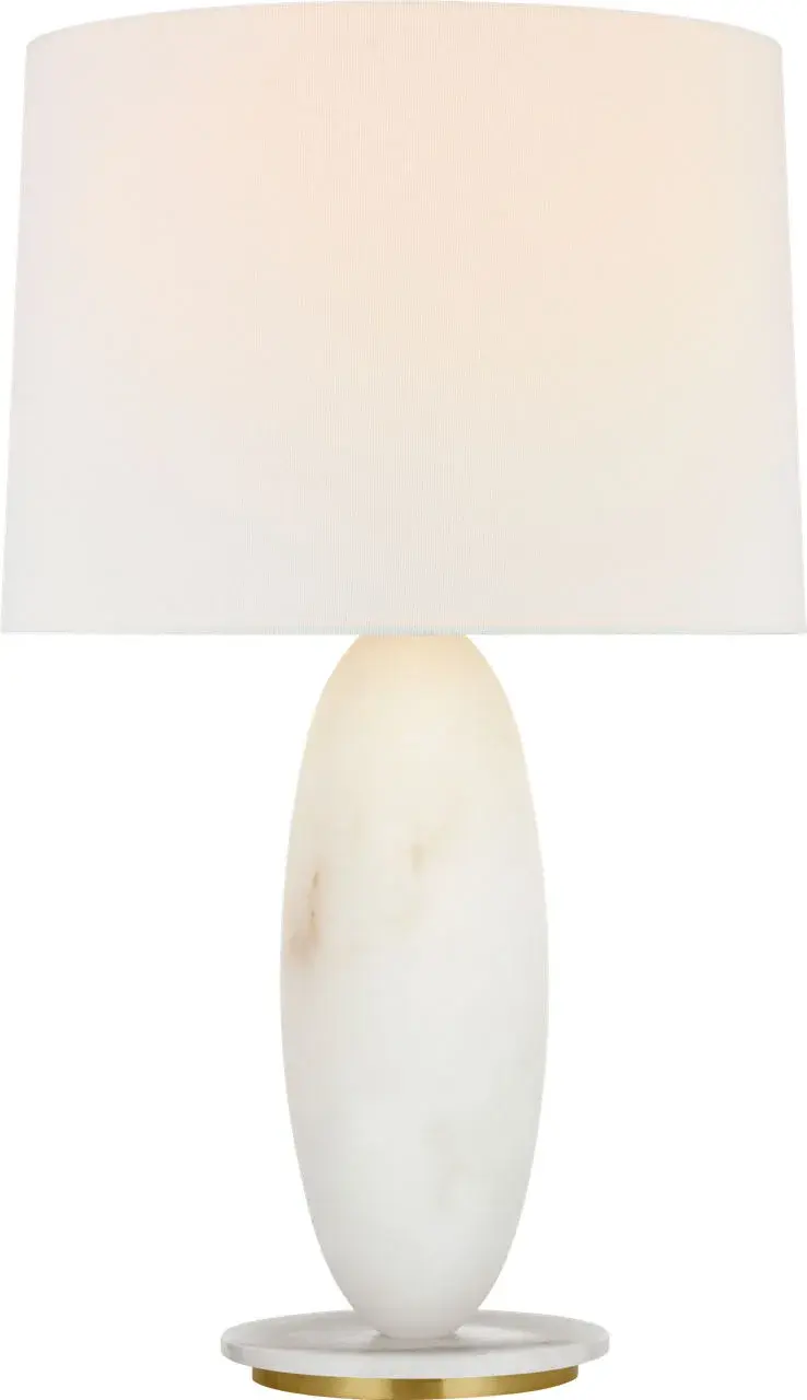Folly 27" Rotatable Cordless Table Lamp in Alabaster with Linen Shade - Image 4