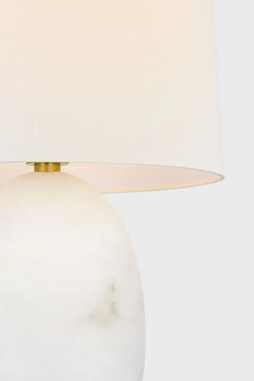 Folly 27" Rotatable Cordless Table Lamp in Alabaster with Linen Shade - Image 5