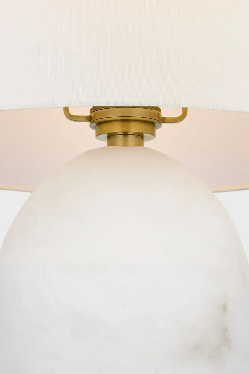 Folly 27" Rotatable Cordless Table Lamp in Alabaster with Linen Shade - Image 6