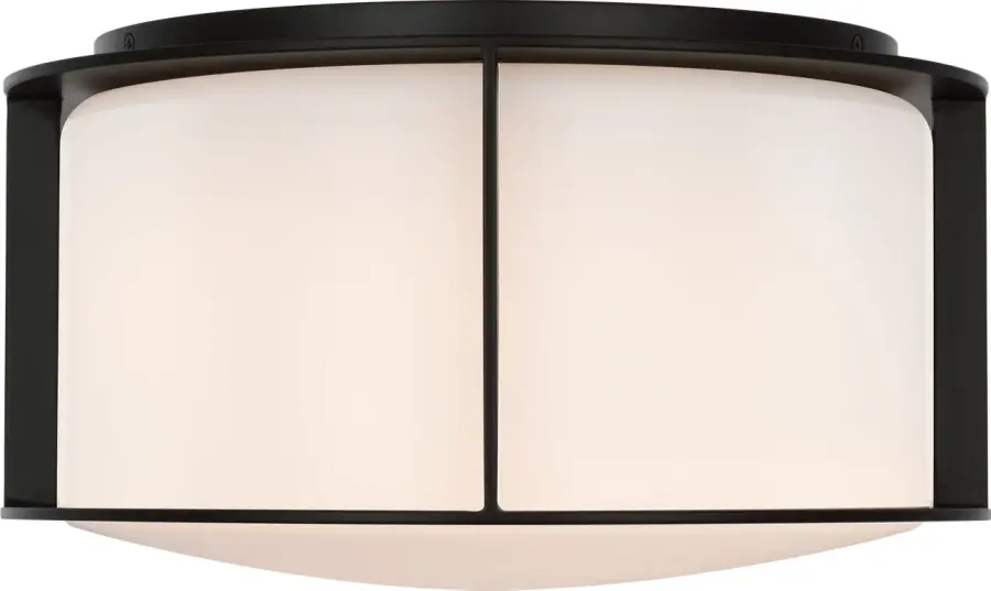 Phinn 13" Flush Mount in Modern Iron with White Glass - Image 1