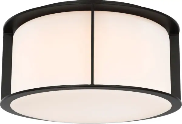 The Phinn 13" flush mount combines contemporary styling with practical functionality. Its modern iron finish and white glass shade deliver clean, diffused light perfect for low-ceiling spaces. - alternate view