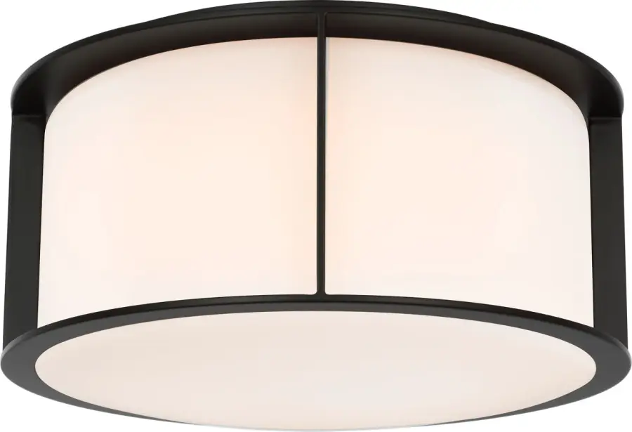 Phinn 13" Flush Mount in Modern Iron with White Glass - Image 2