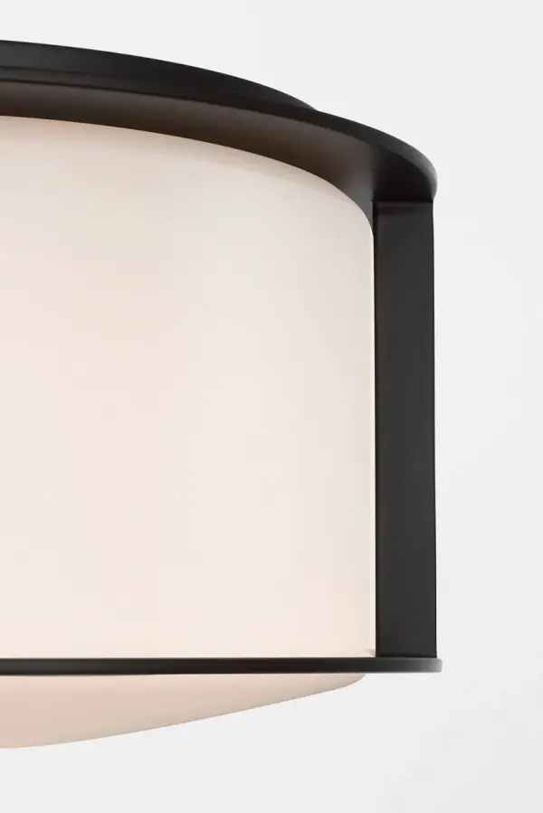 Phinn 13" Flush Mount in Modern Iron with White Glass - Image 7