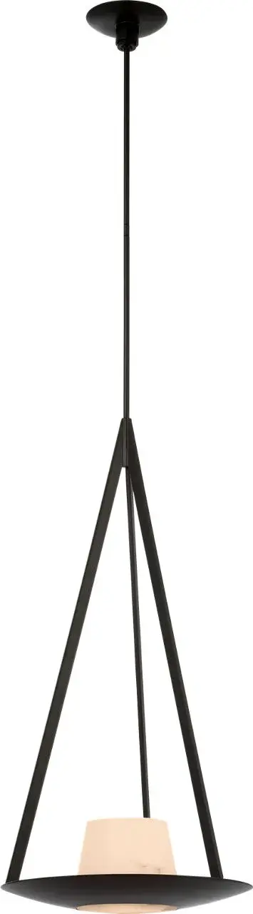 The Divina 20" pendant combines natural alabaster with a refined Modern Iron finish, creating a statement piece that balances contemporary design with organic warmth. Perfect for dining rooms and kitchen islands. - alternate view
