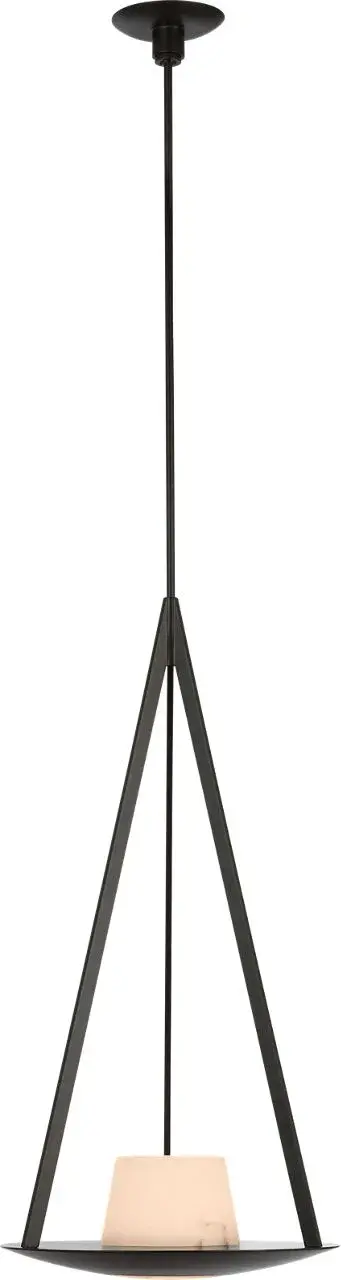 Divina 20" Pendant in Modern Iron with Alabaster - Image 3