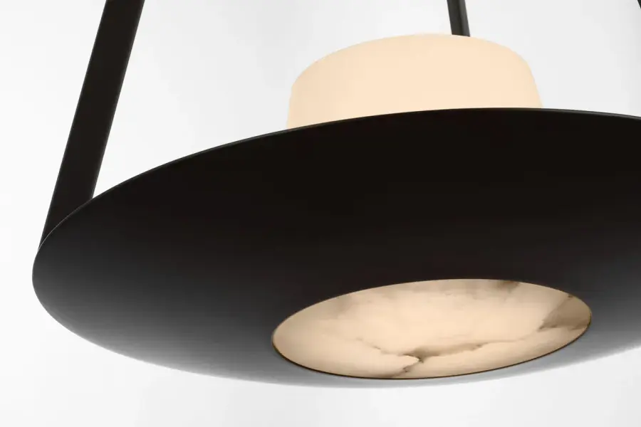 Divina 20" Pendant in Modern Iron with Alabaster - Image 7
