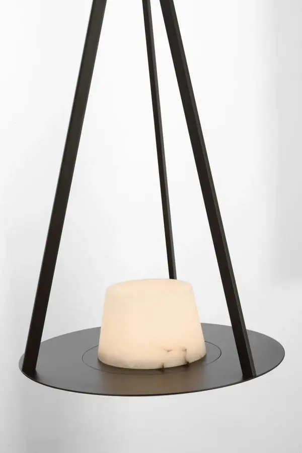 Divina 20" Pendant in Modern Iron with Alabaster - Image 8