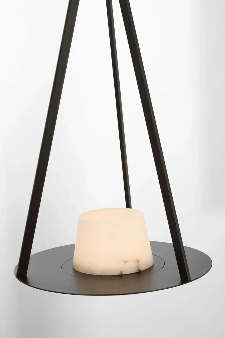 Divina 20" Pendant in Modern Iron with Alabaster - Image 8