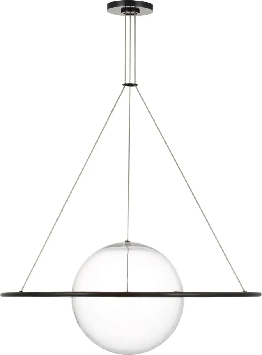 Cosmos 28" Ring and Orb Chandelier in Bronze with Clear Glass - Image 1