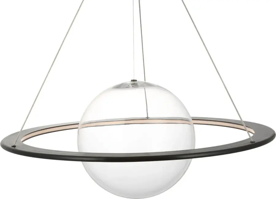 Cosmos 28" Ring and Orb Chandelier in Bronze with Clear Glass - Image 2