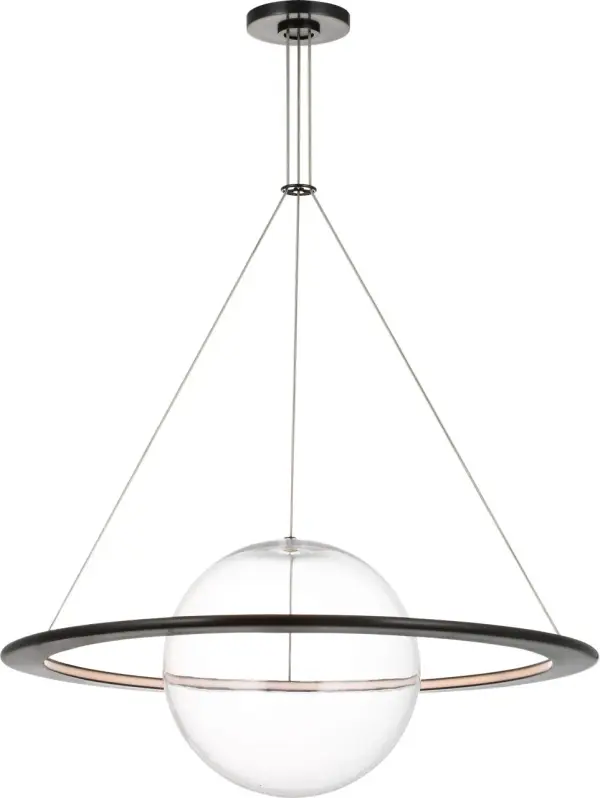Cosmos 28" Ring and Orb Chandelier in Bronze with Clear Glass - Image 3