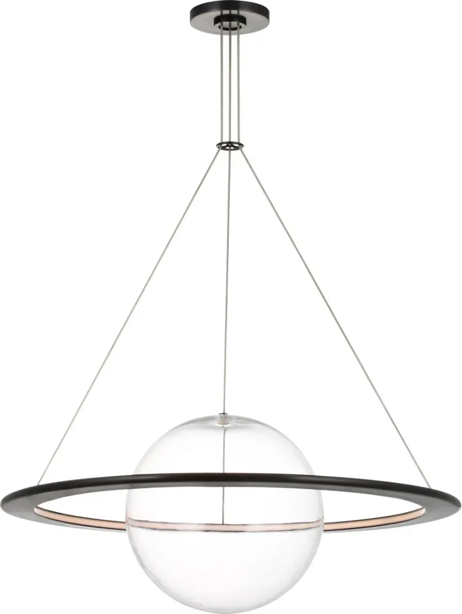 Cosmos 28" Ring and Orb Chandelier in Bronze with Clear Glass - Image 3