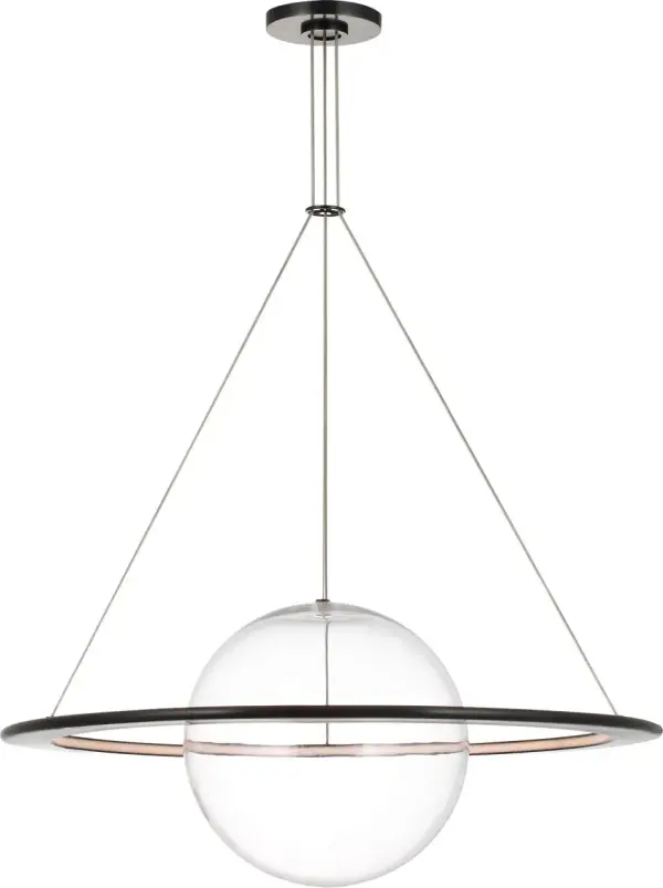 Cosmos 28" Ring and Orb Chandelier in Bronze with Clear Glass - Image 4