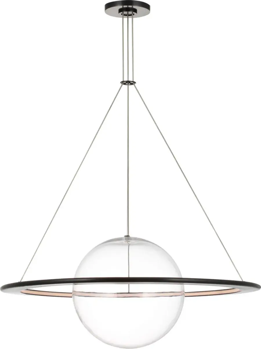 Cosmos 28" Ring and Orb Chandelier in Bronze with Clear Glass - Image 4