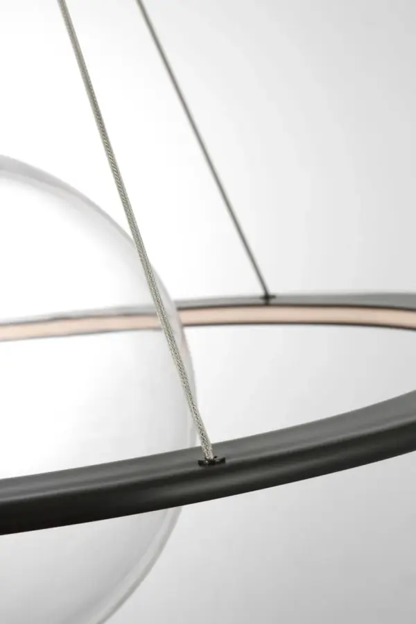 Cosmos 28" Ring and Orb Chandelier in Bronze with Clear Glass - Image 5
