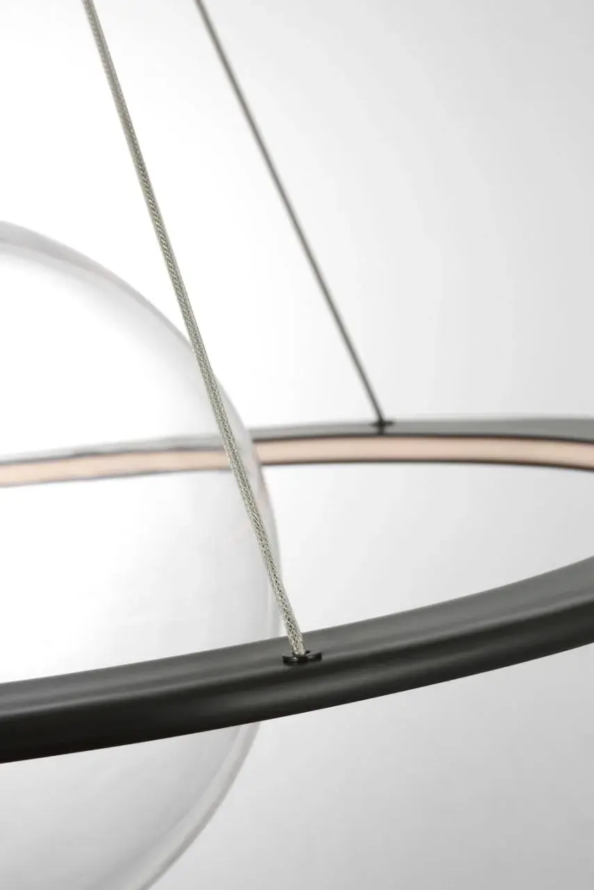 Cosmos 28" Ring and Orb Chandelier in Bronze with Clear Glass - Image 5