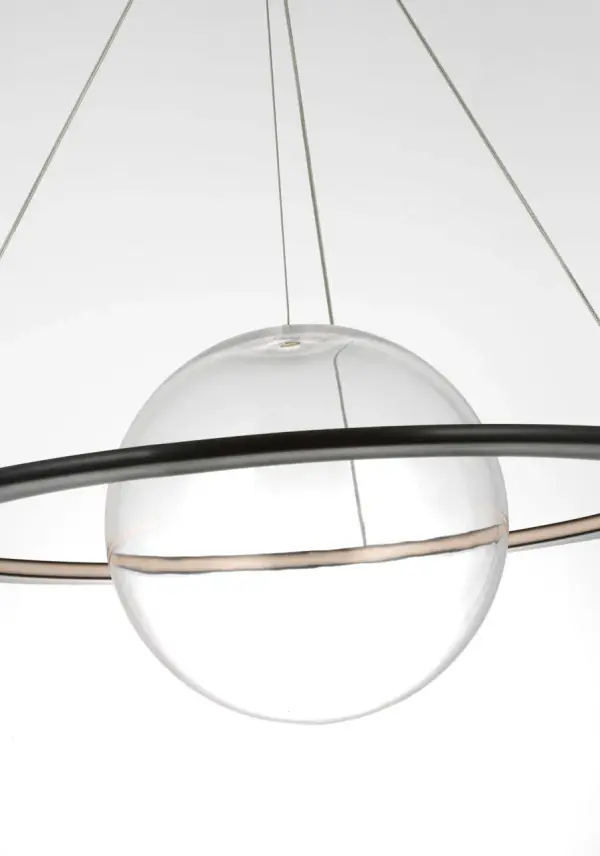 Cosmos 28" Ring and Orb Chandelier in Bronze with Clear Glass - Image 6