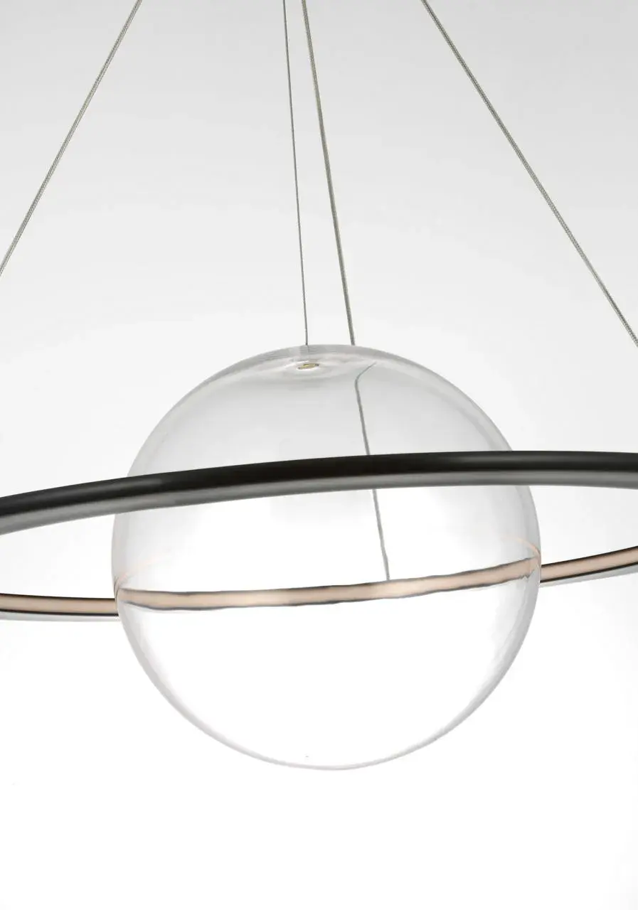 Cosmos 28" Ring and Orb Chandelier in Bronze with Clear Glass - Image 6