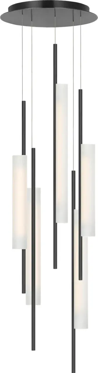Windchime 17" 5 Light Chandelier in Bronze with Soft Etched Glass - Image 2