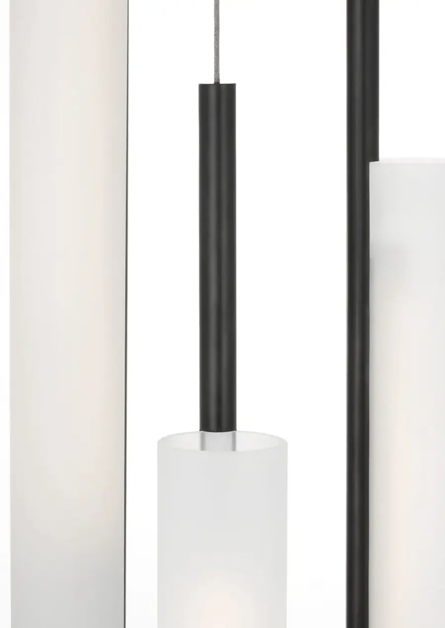 Windchime 17" 5 Light Chandelier in Bronze with Soft Etched Glass - Image 3