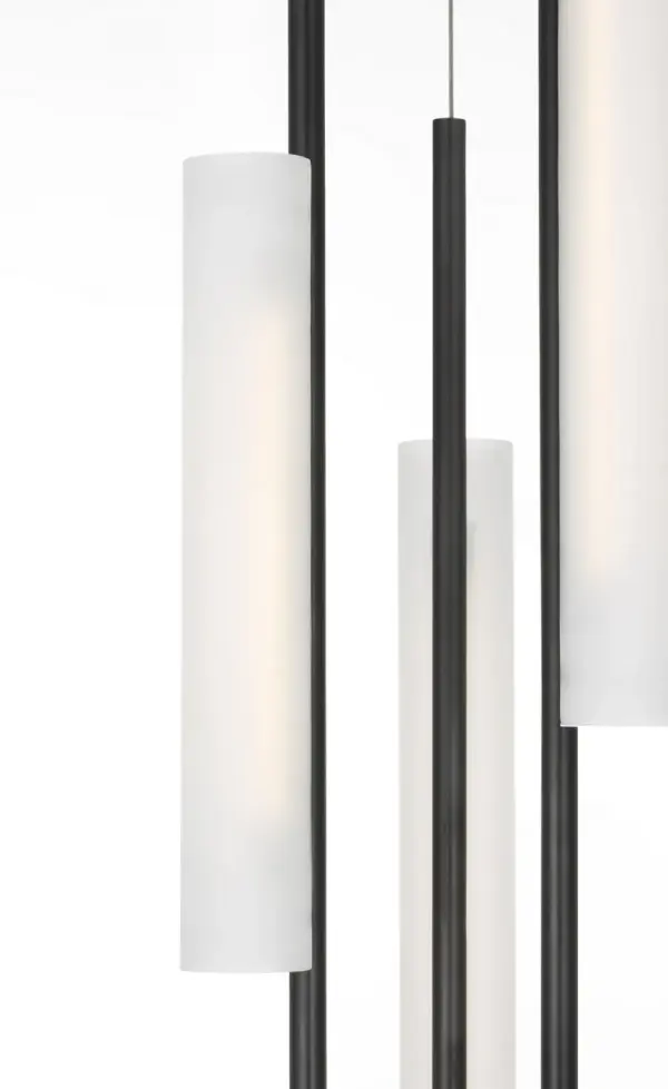 Windchime 17" 5 Light Chandelier in Bronze with Soft Etched Glass - Image 4